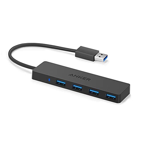 Anker 4 Puertos HUB USB 3.0 Ultra Slim Data Hub para Macbook, Mac Pro/Mini, iMac, Surface Pro, XPS, PC portátil, Unidades Flash USB, HDD móvil y más.