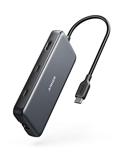 Anker USB C Hub, PowerExpand Adaptador USB C 8 en 1, con entrega de alimentación de 100 W, puerto HDMI 4K 60 Hz,10 Gbps USB C y 2 puertos de datos USB A,puerto Ethernet,lector de tarjetas microSD y SD