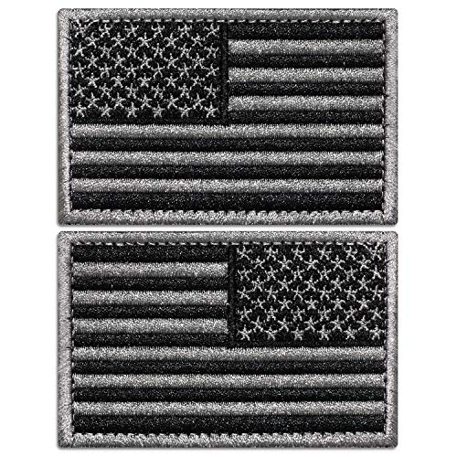 Anley Tactical USA Flag Patches Set - 2 Pack (Forward & Reversed) 2"x 3" Black & Gray American Flag Military Uniform Emblem Patch - Loop & Hook Fasteners Attach to Tactical Hats and Gears Anley Tactical USA Flag Patches Set - 2 Pack (Forward & Reversed) 2"x 3" Black & Gray American Flag Military Uniform Emblem Patch - Loop & Hook Fasteners Attach to Tactical Hats and Gears
