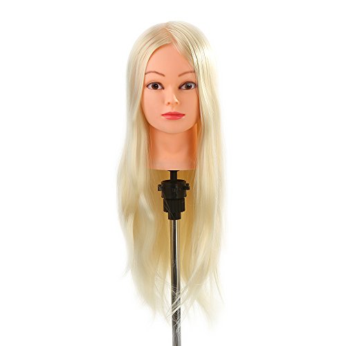 Anself Maniquí de cabeza de cabello largo,30% 66cm pelo humano,color amarillo claro(con soporte),para aprendizaje prácticas de peluquerías Anself Maniquí de cabeza de cabello largo,30% 66cm pelo humano,color amarillo claro(con soporte),para aprendizaje prácticas de peluquerías