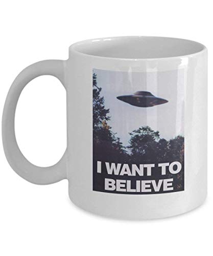 AntonioKe75 The X-Files I Want to Believe - Taza de café (325 ml), diseño de los X-Files Tv Show Series con cita X Files Alien OVNI