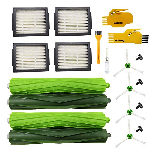 aotengou Accesorios para iRobot Roomba i7 i7 + E5 E6 E7 Robot Aspiradora Piezas de Repuesto Paquete de 2 Juegos de cepillos de Goma, 4 filtros Hepa, 4 cepillos Laterales, 2 Herramientas de Limpieza aotengou Accesorios para iRobot Roomba i7 i7 + E5 E6 E7 Robot Aspiradora Piezas de Repuesto Paquete de 2 Juegos de cepillos de Goma, 4 filtros Hepa, 4 cepillos Laterales, 2 Herramientas de Limpieza