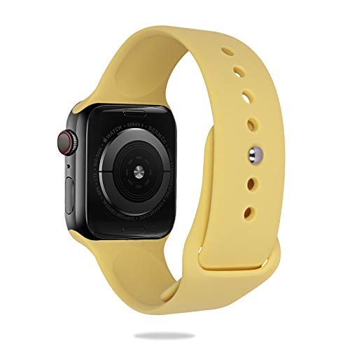 AOTUAO Correa de Repuesto Compatible con Apple Watch de 38mm/40mm, Correa de Reemplazo Deportiva de Silicona Suave Compatible con Apple Watch SE iWatch Series6/5/4/3/2/1, S/M, Mango Yellow