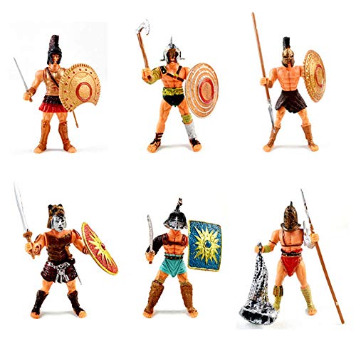 APcjerp Soldado 6 Piezas de plástico de Juguete de gladiadores Romanos Sets de Juego con Las Armas y el Escudo, Las Figuras de acción Antigua Roma Soldado, Guerrero Espartano Hslywan