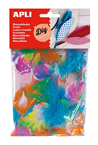 APLI Kids 13281 - Plumas para manualidades (14 g), varios colores/ multicolor