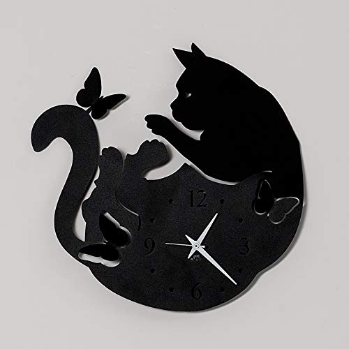 ARTI E MESTIERI Artes y oficios Reloj Cat & Butterfly Negro