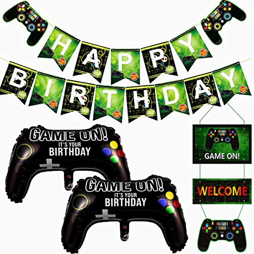 Artículos para fiestas de videojuegos, globos y decoración colgante
