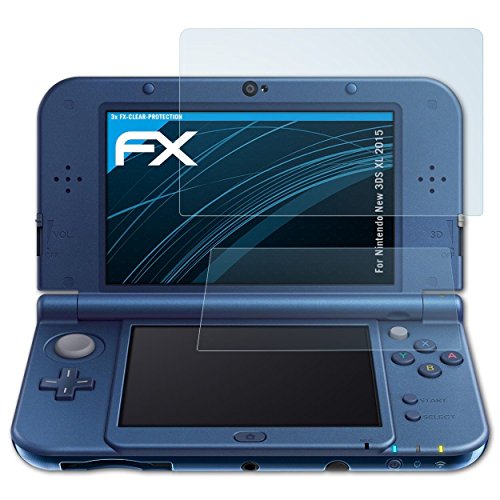 atFoliX Lámina Protectora de Pantalla compatible con Nintendo New 3DS XL 2015 Película Protectora, ultra transparente FX Lámina Protectora (Set de 3)