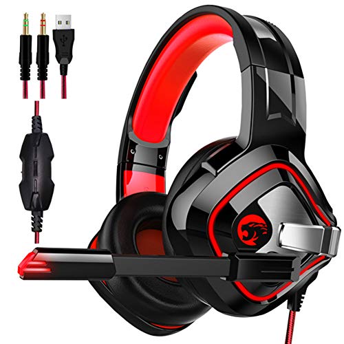 Auriculares Gaming, EstéReo Da 3,5 Mm con MicróFono Flexible Y Luz Led RGB, para Xbox One, Pc, Mac, PortáTil Y Tablet