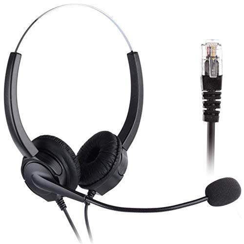 Auriculares Teléfono Fijo, PChero Binaural Auricular con 4-Pin RJ9 Jefe de Cristal y Mic Cancelación de Ruido, para Mayoría Teléfonos Fijos, Cascos Auriculares Teléfono Fijo, PChero Binaural Auricular con 4-Pin RJ9 Jefe de Cristal y Mic Cancelación de Ruido, para Mayoría Teléfonos Fijos, Cascos