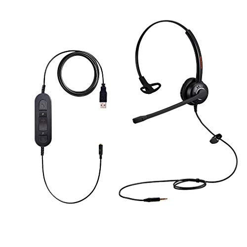 Auriculares USB para computadora con micrófono con cancelación de ruido para Skype, equipos, seminarios web, Dragon, Zoom,Lync, auriculares para teléfono celular de 3,5 mm con micrófono para tabelets