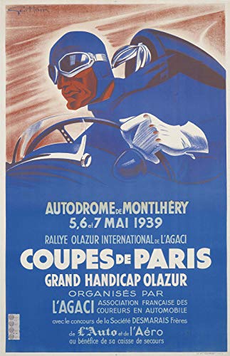 Automobile Coupe Paris Montlhéry 1939 - Póster de reproducción (50 x 70 cm, papel 300 GR-Venta del archivo digital HD, disponible en la tienda: cartel vintage.FR)
