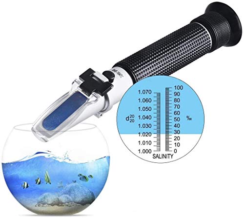 AUTOUTLET Refractómetro de salinidad con alta precisión, escala dual de 0-100 ppt de salinidad y 1.000 a 1.070 (0-10%),para tanque de acuario de agua de mar, industria marina