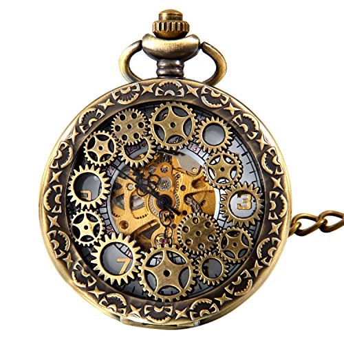 avaner Plateado Envejecido Steampunk Esqueleto número Romano Medio Cazador Caso Mano Viento mecánico Reloj de Bolsillo Collar (modelo6), Regalos Dia del Padre Originales avaner Plateado Envejecido Steampunk Esqueleto número Romano Medio Cazador Caso Mano Viento mecánico Reloj de Bolsillo Collar (modelo6), Regalos Dia del Padre Originales