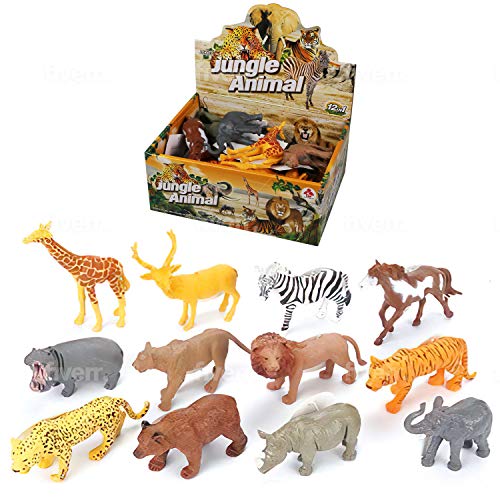 AWIIK – Jungle Animals Juguetes de Animales de la Selva para niños de 3 4 5 6 7 y 8 años de Edad Juego de Figuras de Animales de plástico Salvajes de la Jungla Juguetes educativos interactivos