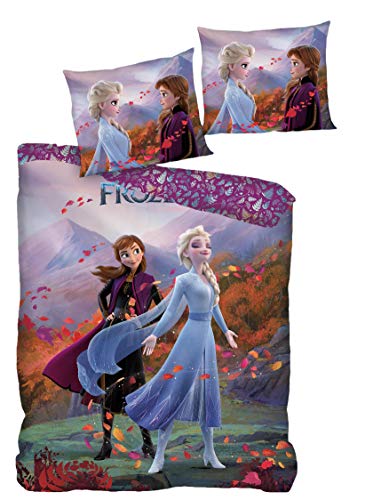 AYMAX S.P.R.L. Frozen 2 - Juego de cama infantil (funda nórdica de 140 x 200 cm y funda de almohada de 63 x 63 cm)