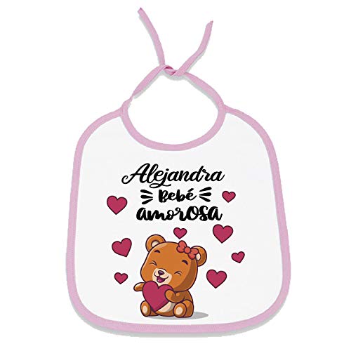 Babero personalizado diseño original con el nombre de tu bebé (Oso amoroso, Niña) Babero personalizado diseño original con el nombre de tu bebé (Oso amoroso, Niña)