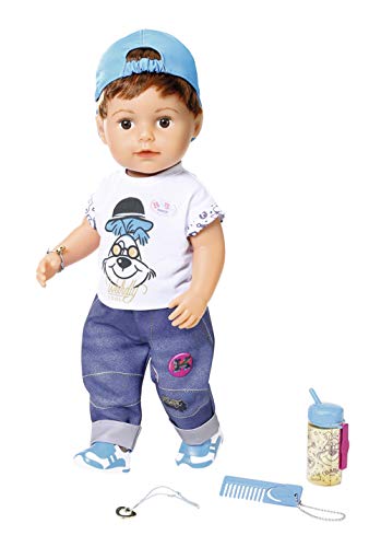 Baby Born Zapf Creation 826911 - Muñeco Suave Soft Touch Brother con Funciones y Accesorios, 43 cm