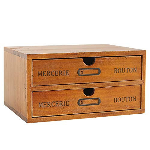 Baffect Caja de Almacenamiento con cajones de Madera Caja de cajones Vintage de 1 Piso Caja de joyería Caja de Madera con Organizador de cajones Mesa de Madera para Almacenamiento, 1 Piso (2 Pisos)