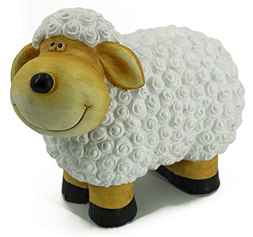 Bambelaa! Figura decorativa de oveja para jardín (31 x 13 x 23 cm), color blanco y negro