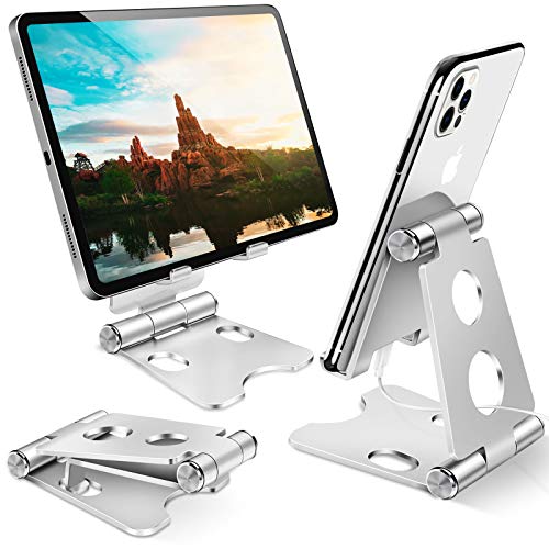 Bamoer Soporte Móvil, Multiángulo Soporte Tablet Mesa, Soporte Dock Base Plegable&Portátil con Almohadilla de Silicona Antideslizante para Teléfono Móvil Phone, Android