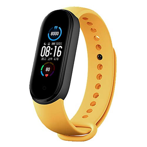 BANGTING Correa Compatible con Pulseras Xiaomi Mi Band 5 / Amazfit Band 5, Correas para Fundas Mi Fit Band 5 My Band 5 Funda Miband5 Pulsera Reloj Silicona Banda Reemplaz, Amarillo Original