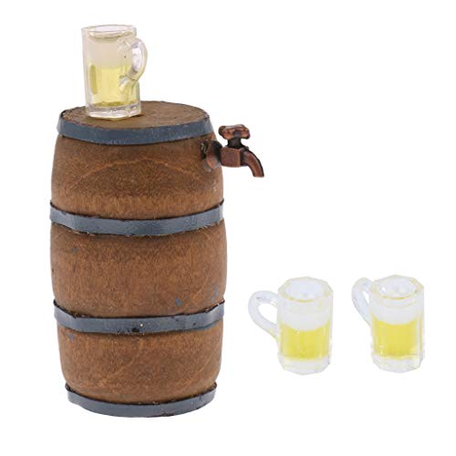 Baoblaze Kit de Cubo de Cerveza Mini Copa de Vino Miniatura Adornos de Muebles para Casa de Muñecas 1/12
