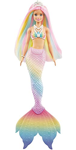 Barbie Dreamtopia Muñeca sirena arcoiris mágico, cambia de color en el agua, regalo para niñas y niños +3 años (Mattel GTF89) Barbie Dreamtopia Muñeca sirena arcoiris mágico, cambia de color en el agua, regalo para niñas y niños +3 años (Mattel GTF89)