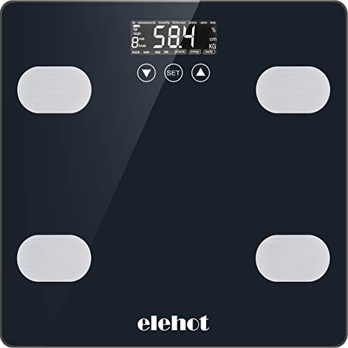 Bascula Baño Bascula Grasa Corporal Digital Adecuado para Peso Óseo y Muscular IMC Agua Calorías y Proteínas de ELEHOT (Gris negro) Bascula Baño Bascula Grasa Corporal Digital Adecuado para Peso Óseo y Muscular IMC Agua Calorías y Proteínas de ELEHOT (Gris negro)