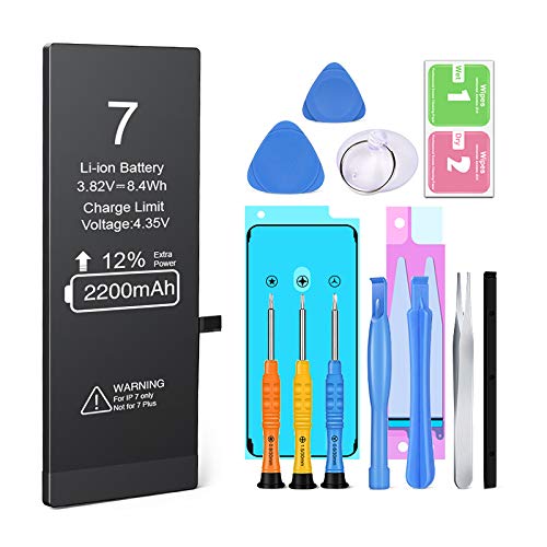Batería para iPhone 7, Heganus Alta Capacidad 2200mAh Li-Ion con 12% más de Capacidad y con Kits de Herramientas de reparación, Manual de Instrucciones e Cinta Adhesiva (2 Años de Garantía) Batería para iPhone 7, Heganus Alta Capacidad 2200mAh Li-Ion con 12% más de Capacidad y con Kits de Herramientas de reparación, Manual de Instrucciones e Cinta Adhesiva (2 Años de Garantía)