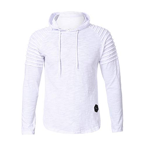 BBestseller Hombres Otoño Camisetas De Manga Larga Varsity Rayas Sudaderas con Capucha Manga Larga Encapuchado Jersey Pull-Over para Hombre (M, Blanco 1)