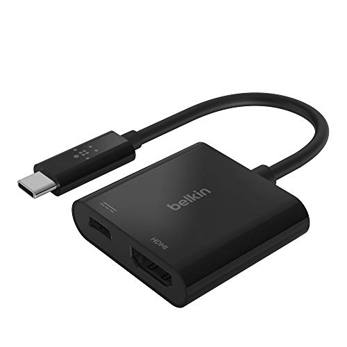 Belkin AVC002btBK - Adaptador USB-C a HDMI, Carga, admite vídeo UHD 4K, Corriente por Pass-Through de hasta 60 W para Dispositivos conectados, Adaptador HDMI para MacBook Pro Belkin AVC002btBK - Adaptador USB-C a HDMI, Carga, admite vídeo UHD 4K, Corriente por Pass-Through de hasta 60 W para Dispositivos conectados, Adaptador HDMI para MacBook Pro