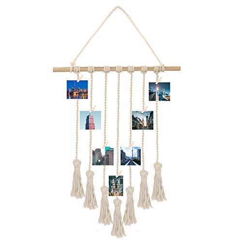 BELLE VOUS Mural Fotos Pared - 92cm x 40cm Cuelga Fotos Macramé Collage Puede Contener 25 Fotos con 25 Pinzas de Madera Colgador Fotos Articulos de Decoracion Hogar BELLE VOUS Mural Fotos Pared - 92cm x 40cm Cuelga Fotos Macramé Collage Puede Contener 25 Fotos con 25 Pinzas de Madera Colgador Fotos Articulos de Decoracion Hogar