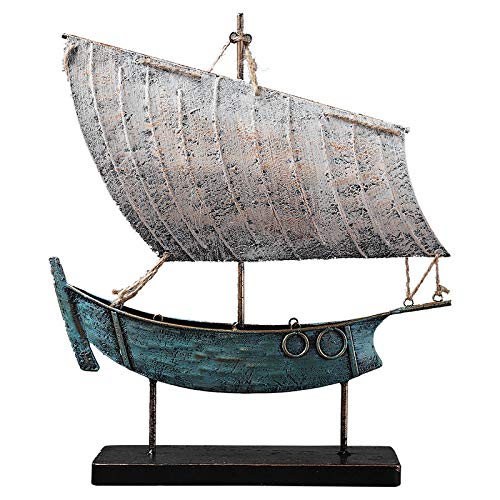 BENGKUI Escultura,Figura De Vela Europea América Velero Modelo En Miniatura Decoración De Oficina Accesorios De Decoración del Hogar Regalo De Cumpleaños Moderno, Azul, L