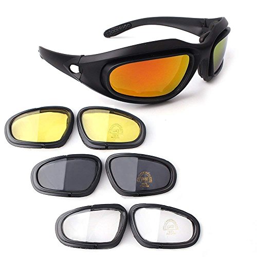 Bernard Bertha - Kit de gafas de montar para motocicleta, marco acolchado con 4 lentes para deportes al aire libre
