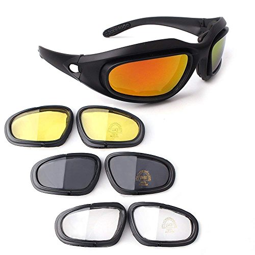Bernard Bertha - Kit de gafas de montar para motocicleta, marco acolchado con 4 lentes para deportes al aire libre Bernard Bertha - Kit de gafas de montar para motocicleta, marco acolchado con 4 lentes para deportes al aire libre