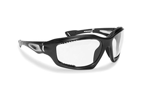 BERTONI Gafas Deportivas Fotocromaticas Anti-Vaho para Deporte Extremos Ciclismo Carrera Esqui MTB Running - Ventilación Directa - Lentes Cat. 0 > 3 (Negro Mate)