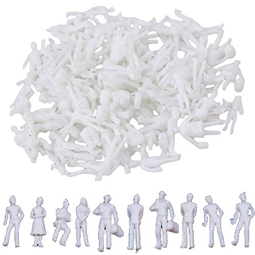 BESTZY 200pcs Modelo blanco Architectural sin pintar Tren Personas Figura Pasajeros 1: 100 Model Figures