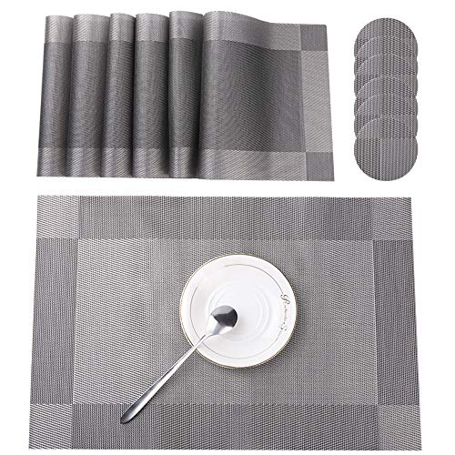 BEYAOBN Manteles Individuales,Juego de12 Lavables Salvamantele Individuales und posavasos PVC Antideslizantes Resistente al Calor Antideslizante Fácil de Limpiar y Impermeable 45x30 CM(Plateado Gris) BEYAOBN Manteles Individuales,Juego de12 Lavables Salvamantele Individuales und posavasos PVC Antideslizantes Resistente al Calor Antideslizante Fácil de Limpiar y Impermeable 45x30 CM(Plateado Gris)