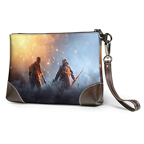 BFDX Battleground Carteras de Embrague de Cuero Bolsa Carteras para Tarjetas telefónicas Correa Cremallera Bolsas de Embrague de Cuero Suave para Mujeres Hombres con Ranuras Embragues de Cuero de va