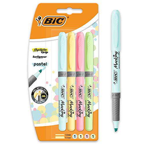 BIC Pastel, Highlighter Grip, Marcadores Punta Ajustable, Multicolor