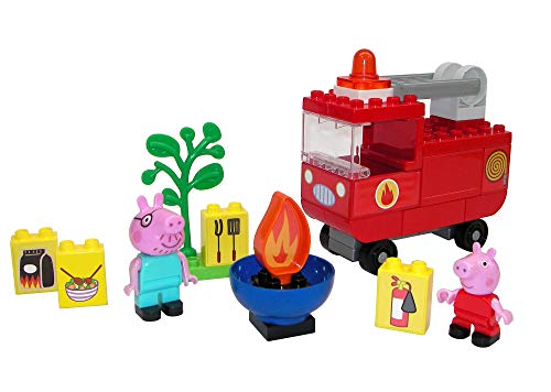 BIG Spielwarenfabrik Bloxx PP Big-Coche de Bomberos Peppa Pig (40 Piezas, para niños a Partir de 18 Meses), Color Rojo (800057146)