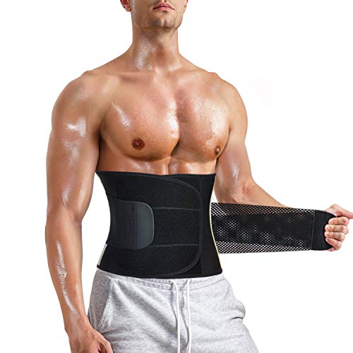 Bingrong Faja Deporte Entrenador de Cintura Entrenador Faja Reductora Adelgazante Faja de Fitness Neopreno Cintura Fajas Deportivas Lumbar Hombre Velcro (Negro, X-Large)