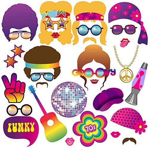 BizoeRade - Accesorios de los años 70 para fotomatón, accesorios para fotos en fiestas de “Amo los 70” y fiestas hippies, fabulosos para fiestas de cumpleaños, bailes de graduación, etc., 31 unidades BizoeRade - Accesorios de los años 70 para fotomatón, accesorios para fotos en fiestas de “Amo los 70” y fiestas hippies, fabulosos para fiestas de cumpleaños, bailes de graduación, etc., 31 unidades