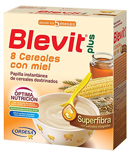 Blevit Plus Superfibra 8 Cereales con Miel, 1 unidad 600 gr. A  partir de los 5 meses.