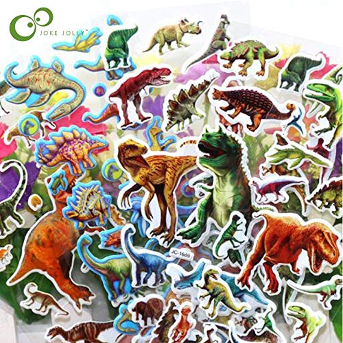 BLOUR 10 Hojas/Lote Pegatinas de Burbujas Dinosaurios jurásicos 3D Juguetes clásicos Scrapbook Fresa para niños Regalo de niños Etiqueta de recompensa GYH