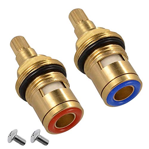 BlueXP - Juego de 2 cartuchos de grifo de 20 engranajes de latón caliente y fría válvula de grifo de cerámica de repuesto con tornillos para el hogar, oficina, baño, cocina, grifo BlueXP - Juego de 2 cartuchos de grifo de 20 engranajes de latón caliente y fría válvula de grifo de cerámica de repuesto con tornillos para el hogar, oficina, baño, cocina, grifo