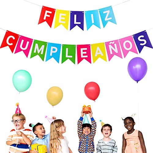 Boao Pancarta de Feliz Cumpleaños Guirnalda de Banderines de Cumpleaños Decoración para Fiesta de Cumpleaños Tema Mexicana (Colorido)