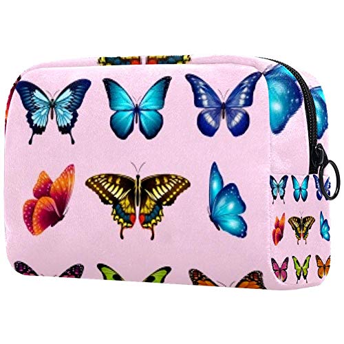 Bolsa de maquillaje personalizada para brochas de maquillaje, bolsas de aseo portátiles para mujeres, bolso cosmético, organizador de viaje, nueve ejemplares de mariposas