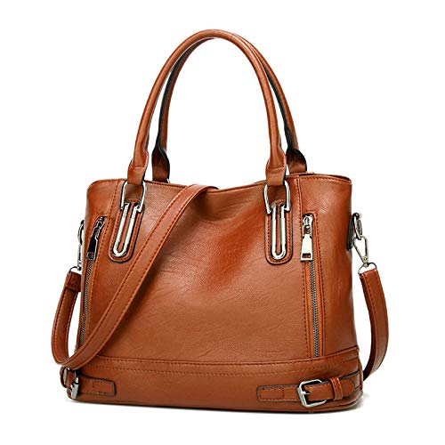 Bolso Bandolera Mujer Bolsos Mujer de Cuero PU Casual Bolso Shopper Bolso de Hombro Bolsa Tote Gran Capacidad,Marrón